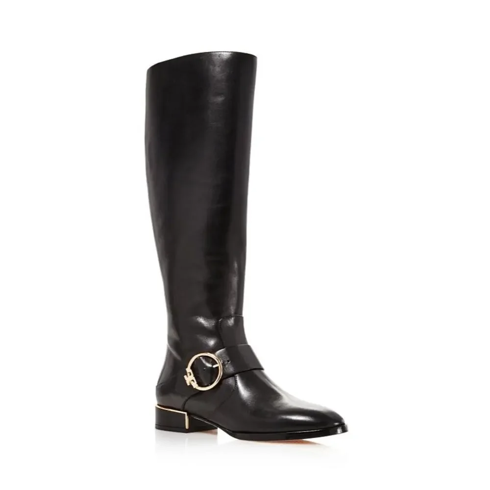 Tory Burch Women's Sofia Tall Riding Boots in Black Leather Size 7
